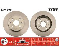 2x Disco freno ventilato DF4905 TRW per DAIHATSU SUBARU