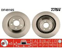 2x Disco freno ventilato DF4916S TRW per MERCEDES-BENZ CLASSE S Coupé CLASSE S