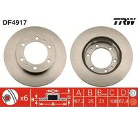 2x Disco freno ventilato DF4917 TRW per TOYOTA HILUX VII Pick-up