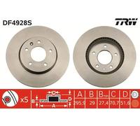 Disco freno TRW DF4928S anteriore, ventilato, altamente carbonizzato, 1 Pezzo