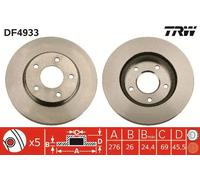 2x Disco freno ventilato DF4933 TRW per MITSUBISHI DODGE
