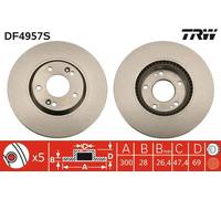 2x Disco freno ventilato DF4957S TRW per HYUNDAI KIA
