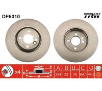 2x Disco freno ventilato DF6010 TRW per MINI MINI Cabriolet MINI Coupé MINI