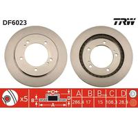 Disco freno TRW DF6023 anteriore, ventilato, 1 Pezzo