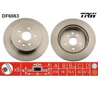 2x Disco freno ventilato DF6063 TRW per LEXUS IS II IS C GS IS III