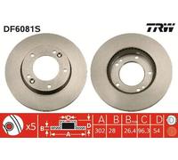 2x Disco freno ventilato DF6081S TRW per KIA SORENTO I