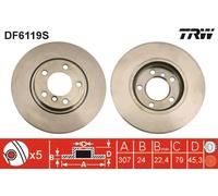 Disco freno TRW DF6119S anteriore, ventilato, altamente carbonizzato, 1 Pezzo
