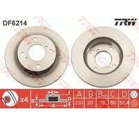 Disco freno TRW DF6214 anteriore, ventilato, 1 Pezzo