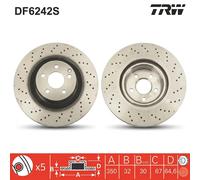 TRW Disco freno DF6242S anteriore ventilato perforato - 1 pezzo