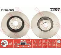 2x Disco freno ventilato DF6456S TRW per MERCEDES-BENZ CLASSE GL CLASSE R