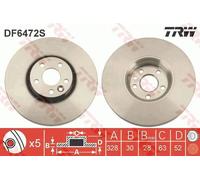 2x Disco freno ventilato DF6472S TRW per VOLVO XC60 I SUV