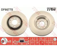 Disco freno (per unità) TRW DF6677S per OPEL ASTRA 2.0 Turbo (L08)