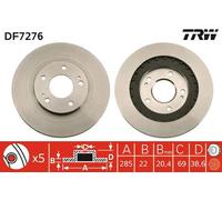 Disco freno TRW DF7276 anteriore, ventilato, 1 Pezzo