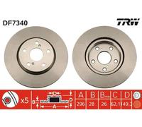 2x Disco freno ventilato DF7340 TRW per LEXUS IS II IS C IS III