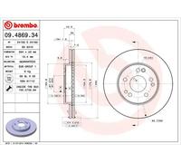 BREMBO 09.4869.34 Disco freno