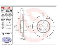 2x Disco freno ventilazione interna 09.4869.41 BREMBO per MERCEDES-BENZ CLASSE C