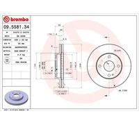 2x Disco freno ventilazione interna 09.5581.34 BREMBO per MAZDA 323 S IV 323 F V
