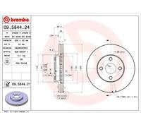 2x Disco freno ventilazione interna 09.5844.21 BREMBO per TOYOTA COROLLA