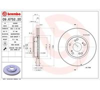 2x Disco freno ventilazione interna 09.6752.20 BREMBO per HONDA STREAM CR-V II