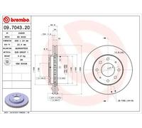 2x Disco freno ventilazione interna 09.7043.20 BREMBO per MITSUBISHI KIA HYUNDAI