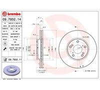 2x Disco freno ventilazione interna 09.7932.11 BREMBO per HONDA ACCORD VII HR-V
