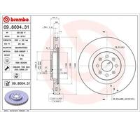 2x Disco freno ventilazione interna 09.8004.31 BREMBO per ABARTH PUNTO PUNTO EVO