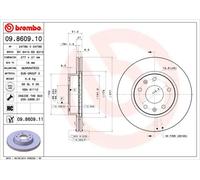 2x Disco freno ventilazione interna 09.8609.11 BREMBO per LAND ROVER