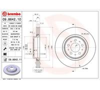 2x Disco freno ventilazione interna 09.8642.11 BREMBO per VOLVO 850 S70 V70 I