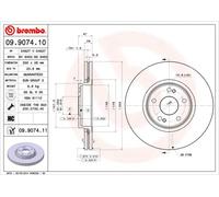 2x Disco freno ventilazione interna 09.9074.11 BREMBO per RENAULT LAGUNA II