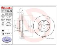 2x Disco freno ventilazione interna 09.9185.11 BREMBO per TOYOTA RAV 4 II