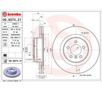 2x Disco freno ventilazione interna 09.9374.21 BREMBO per LAND ROVER