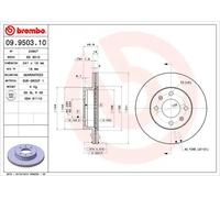 2x Disco freno ventilazione interna 09.9503.10 BREMBO per KIA HYUNDAI