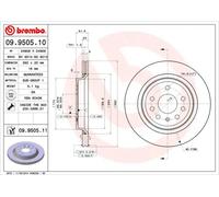 Disco freno BREMBO 9950511 posteriore, ventilato, 1 Pezzo