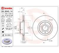 2x Disco freno ventilazione interna 09.9540.11 BREMBO per AUDI A6 C6 A6 C6 Avant
