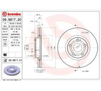 2x Disco freno ventilazione interna 09.9817.21 BREMBO per TOYOTA COROLLA Verso