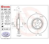2x Disco freno ventilazione interna 09.9821.21 BREMBO per RENAULT ESPACE IV