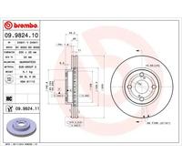 2x Disco freno ventilazione interna 09.9824.11 BREMBO per TOYOTA COROLLA