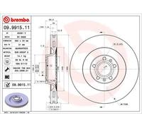 2x Disco freno ventilazione interna 09.9915.11 BREMBO per AUDI VW