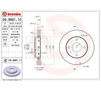 COPPIA DISCHI FRENO ANT BREMBO MITSUBISHI COLT VI 1.5 DI-D 50KW 04>12 09999111