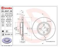 2x Disco freno ventilazione interna 09.A047.31 BREMBO per MINI MINI Cabriolet