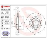 2x Disco freno ventilazione interna 09.A269.11 BREMBO per VW AUDI