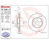 2x Disco freno ventilazione interna 09.A386.11 BREMBO per TOYOTA LEXUS