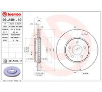 2x Disco freno ventilazione interna 09.A401.11 BREMBO per MAZDA FORD FORD USA
