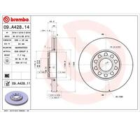 Disco freno BREMBO 09A42811 anteriore, ventilato, altamente carbonizzato, 1 Pezzo