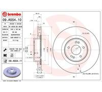 2x Disco freno ventilazione interna 09.A554.11 BREMBO per HYUNDAI GENESIS Coupé