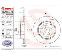 2x Disco freno ventilazione interna 09.A555.11 BREMBO per HYUNDAI GENESIS Coupé