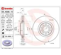 2x Disco freno ventilazione interna 09.A598.11 BREMBO per AUDI SEAT