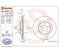 Disco freno BREMBO 09A63711 anteriore, ventilato, 1 Pezzo
