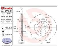 2x Disco freno ventilazione interna 09.A731.21 BREMBO per MERCEDES-BENZ CLK