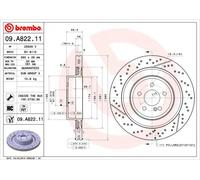 Disco freno BREMBO 09A82211 posteriore, ventilato, fessura, altamente carbonizzato, 1 Pezzo